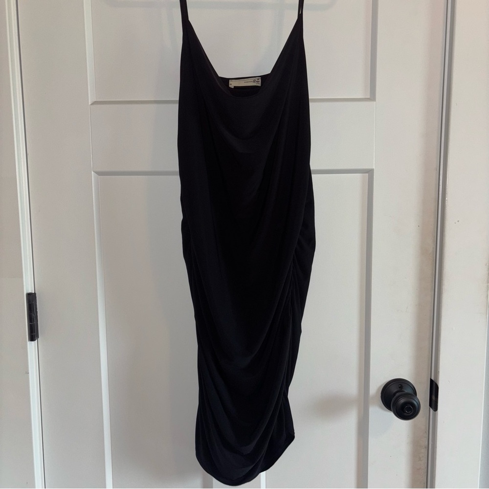 Black Ruched Slip Dress